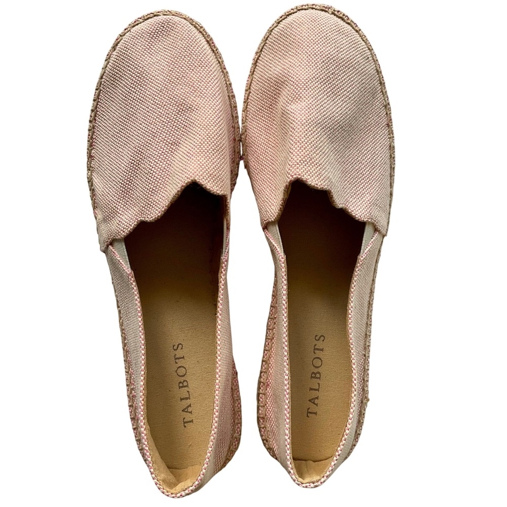Talbots Pink Canvas Scalloped Espadrille Flats Shoes Sz 9M Coquette Tennis Prep.